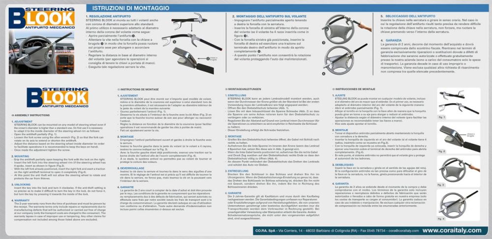 Cora 000103020 Antifurto meccanico bloccavolante Blook - immagine 5