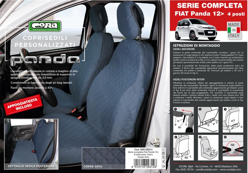 Cora 000129314 Serie completa coprisedili personalizzati Fiat