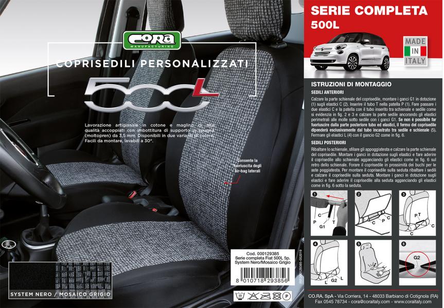 Cora 000129385 Serie completa coprisedili personalizzati Fiat 500L