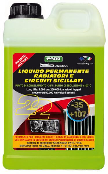 Cora 0022 Liquido permanente radiatori e circuiti sigillati -35C colore  giallo 2 L