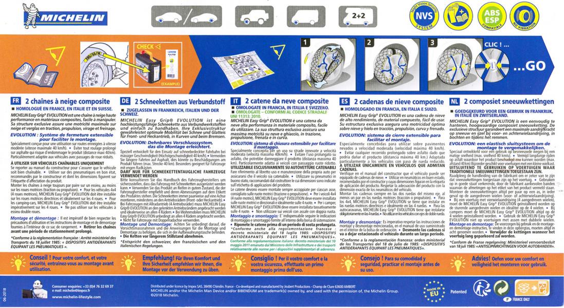 CATENE DA NEVE MICHELIN EASY GRIP EVOLUTION EVO 7 225/45-17 225/45